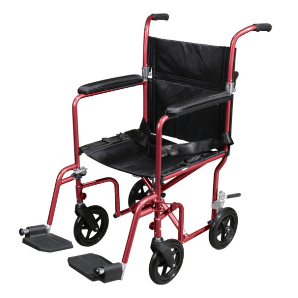 Deluxe Fly-Weight Aluminum Transport Chair with Removable Caster